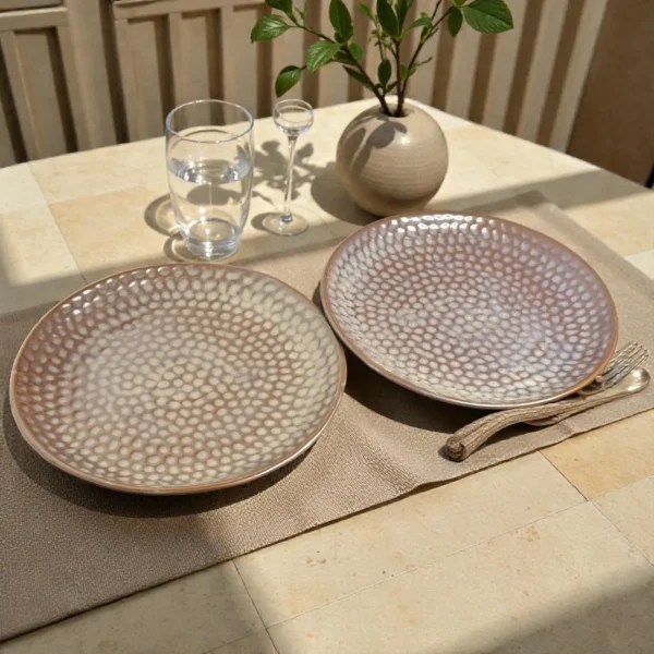 Harmiche Graphite Pebble Ceramic Dinner Plates (Set of 2) – 10 Inch Large Main Course Plates