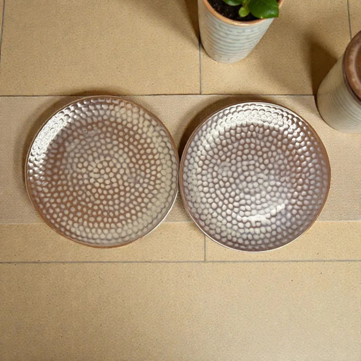 Harmiche Graphite Pebble Ceramic Dinner Plates (Set of 2) – 10 Inch Large Main Course Plates