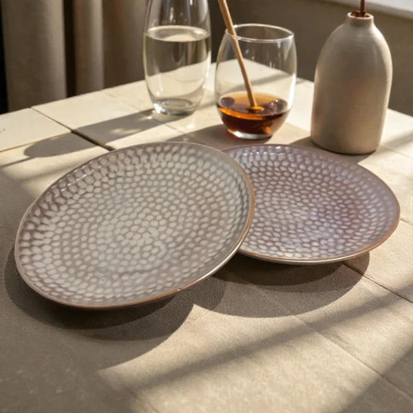 Harmiche Graphite Pebble Ceramic Dinner Plates (Set of 2) – 10 Inch Large Main Course Plates