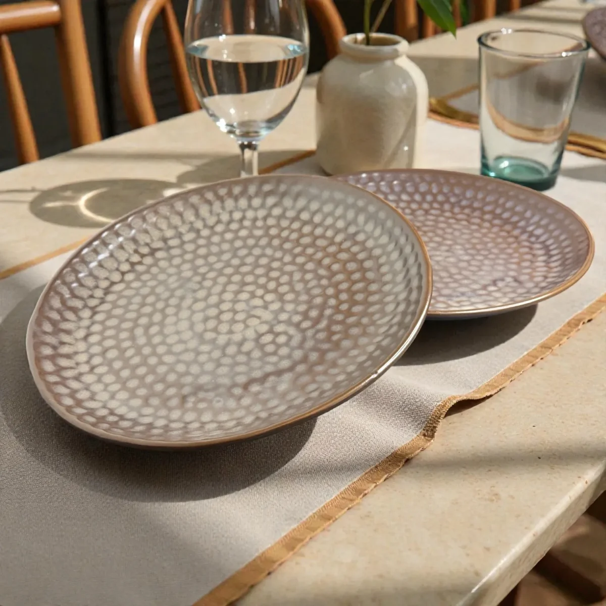 Harmiche Graphite Pebble Ceramic Dinner Plates (Set of 2) – 10 Inch Large Main Course Plates