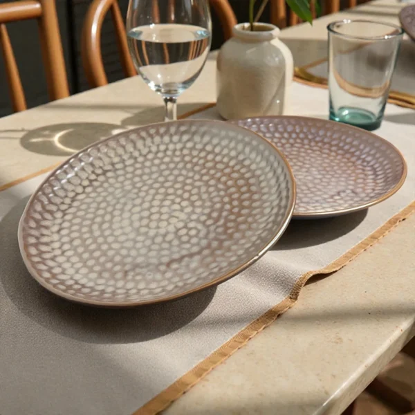 Harmiche Graphite Pebble Ceramic Dinner Plates (Set of 2) – 10 Inch Large Main Course Plates