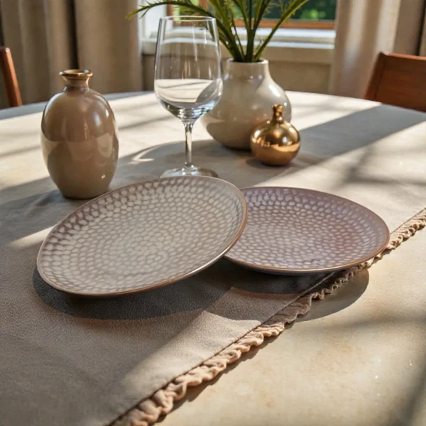 Harmiche Graphite Pebble Ceramic Dinner Plates (Set of 2) – 10 Inch Large Main Course Plates