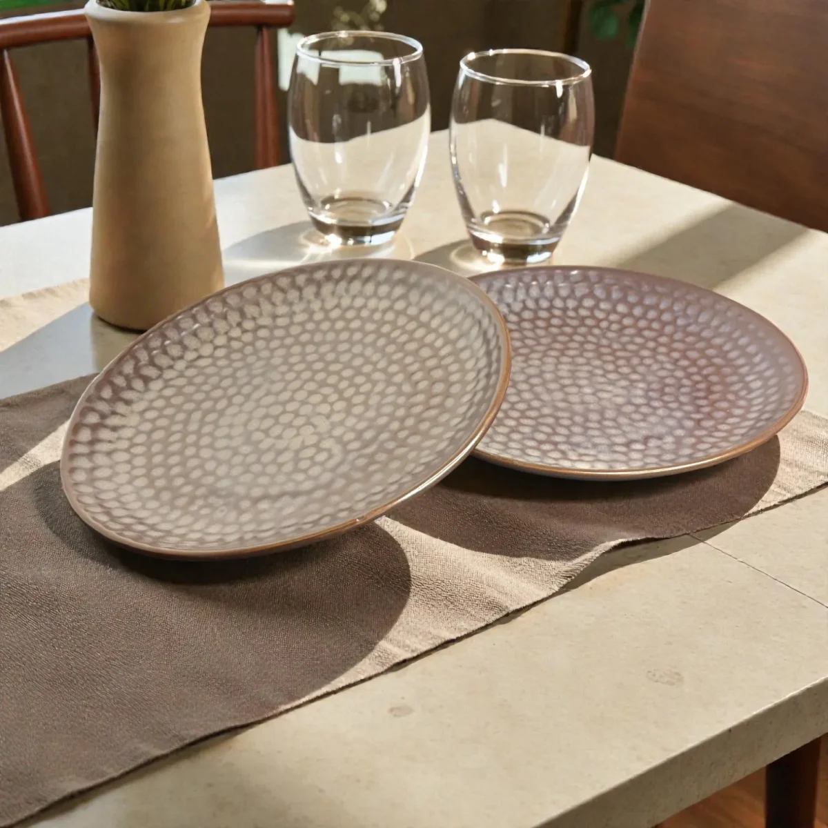 Harmiche Graphite Pebble Ceramic Dinner Plates (Set of 2) – 10 Inch Large Main Course Plates