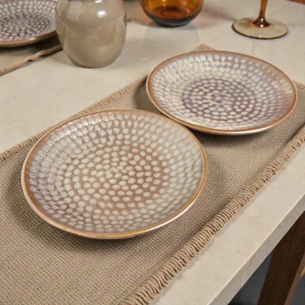 Harmiche Graphite Pebble Ceramic Quarter Plates (Set of 2) – 7 Inch Snack & Dessert Plates