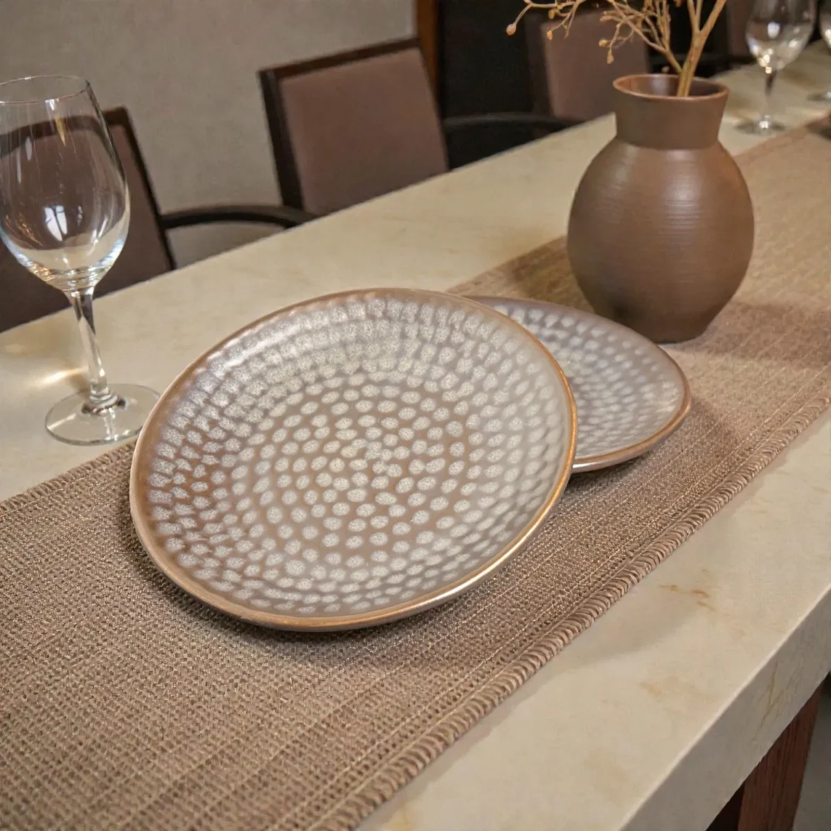 Harmiche Graphite Pebble Ceramic Quarter Plates (Set of 2) – 7 Inch Snack & Dessert Plates