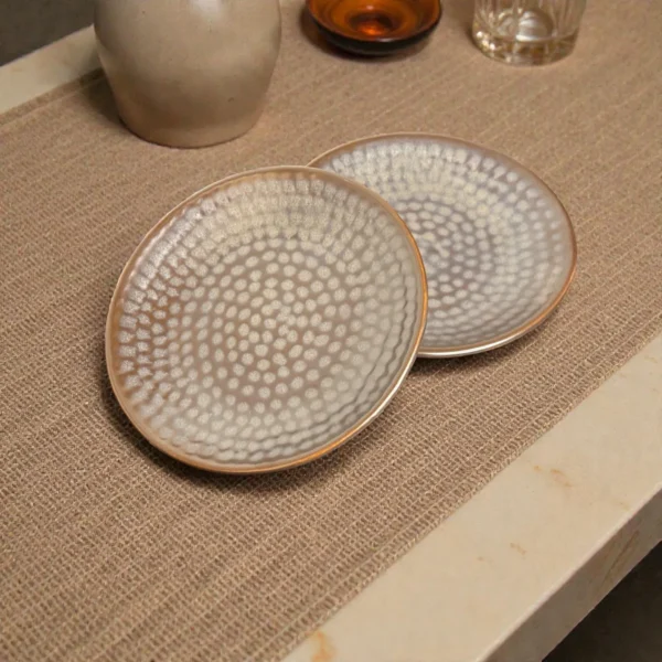 Harmiche Graphite Pebble Ceramic Quarter Plates (Set of 2) – 7 Inch Snack & Dessert Plates