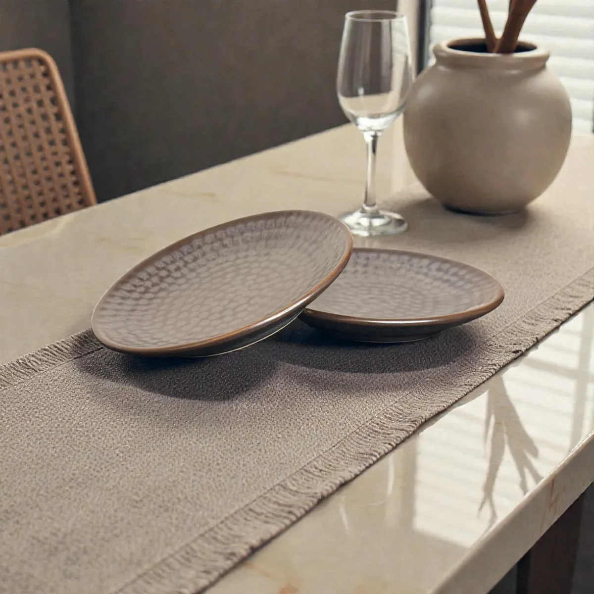 Harmiche Graphite Pebble Ceramic Quarter Plates (Set of 2) – 7 Inch Snack & Dessert Plates