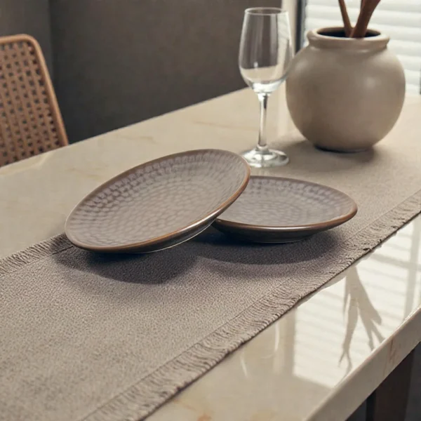 Harmiche Graphite Pebble Ceramic Quarter Plates (Set of 2) – 7 Inch Snack & Dessert Plates