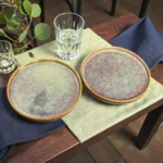 Harmiche Ember Moss Ceramic Quarter Plates with Rim (Set of 2) – 8 Inch Snack & Dessert Plates
