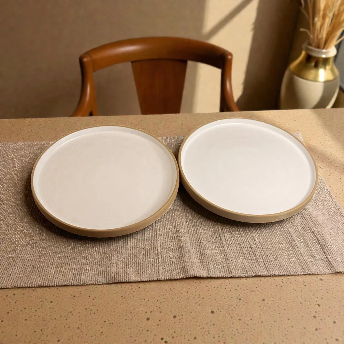 Harmiche Ivory Halo Dinner Plates (Set of 2) – Rimmed Ceramic Plates, 10 Inch