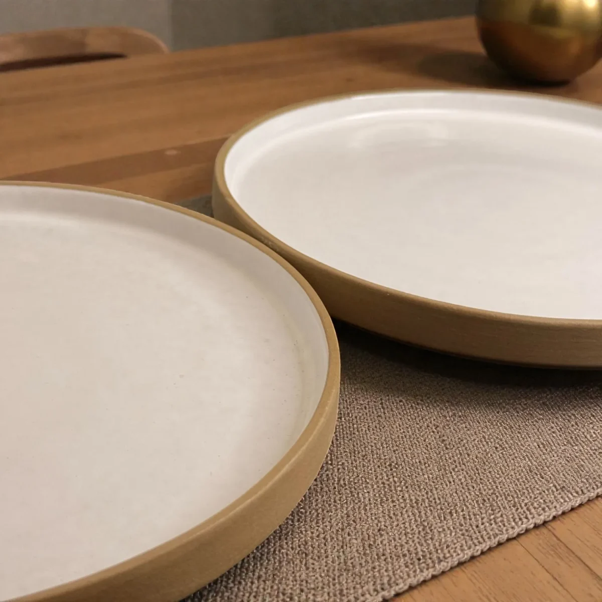 Harmiche Ivory Halo Dinner Plates (Set of 2) – Rimmed Ceramic Plates, 10 Inch