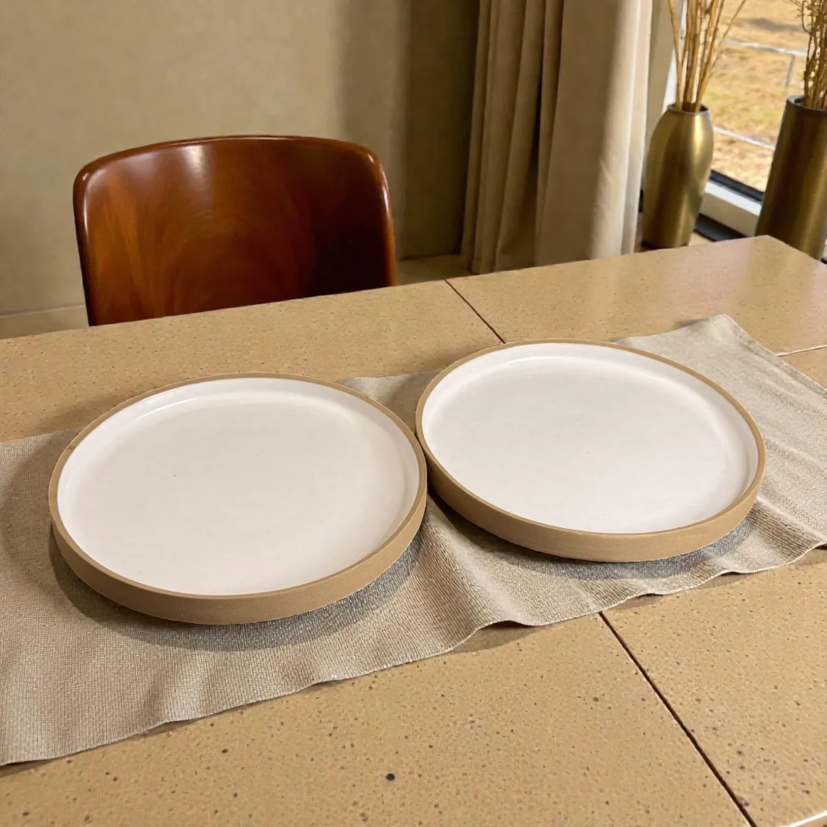 Harmiche Ivory Halo Ceramic Quarter Plates (Set of 2) – Rimmed Ceramic Plates, 7 Inch