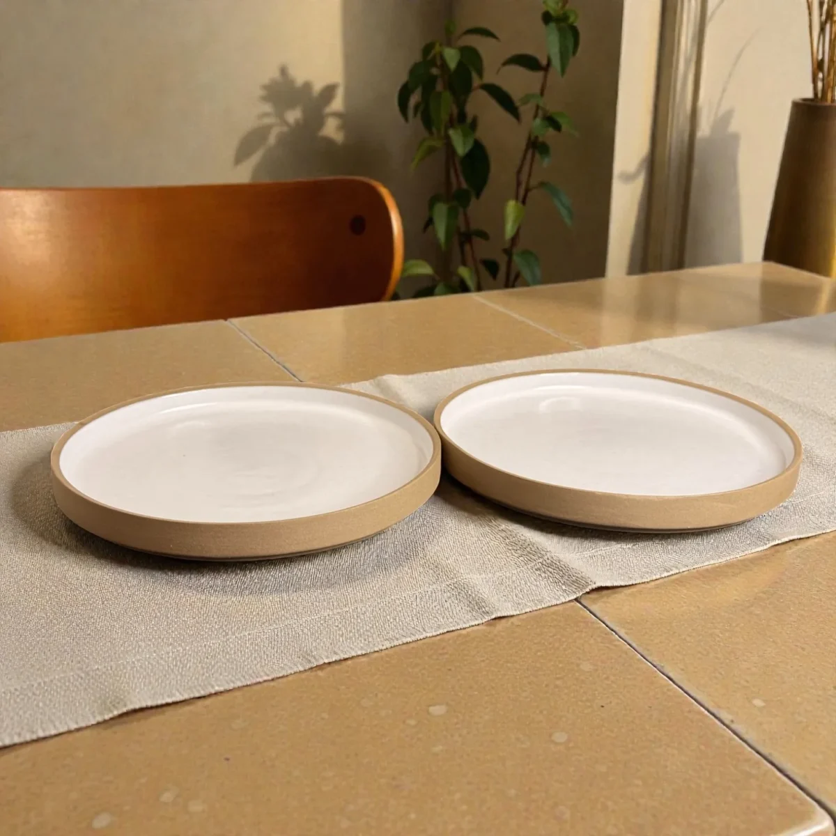 Harmiche Ivory Halo Ceramic Quarter Plates (Set of 2) – Rimmed Ceramic Plates, 7 Inch