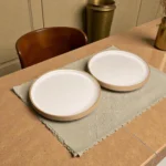 Harmiche Ivory Halo Ceramic Quarter Plates (Set of 2) – Rimmed Ceramic Plates, 8 Inch