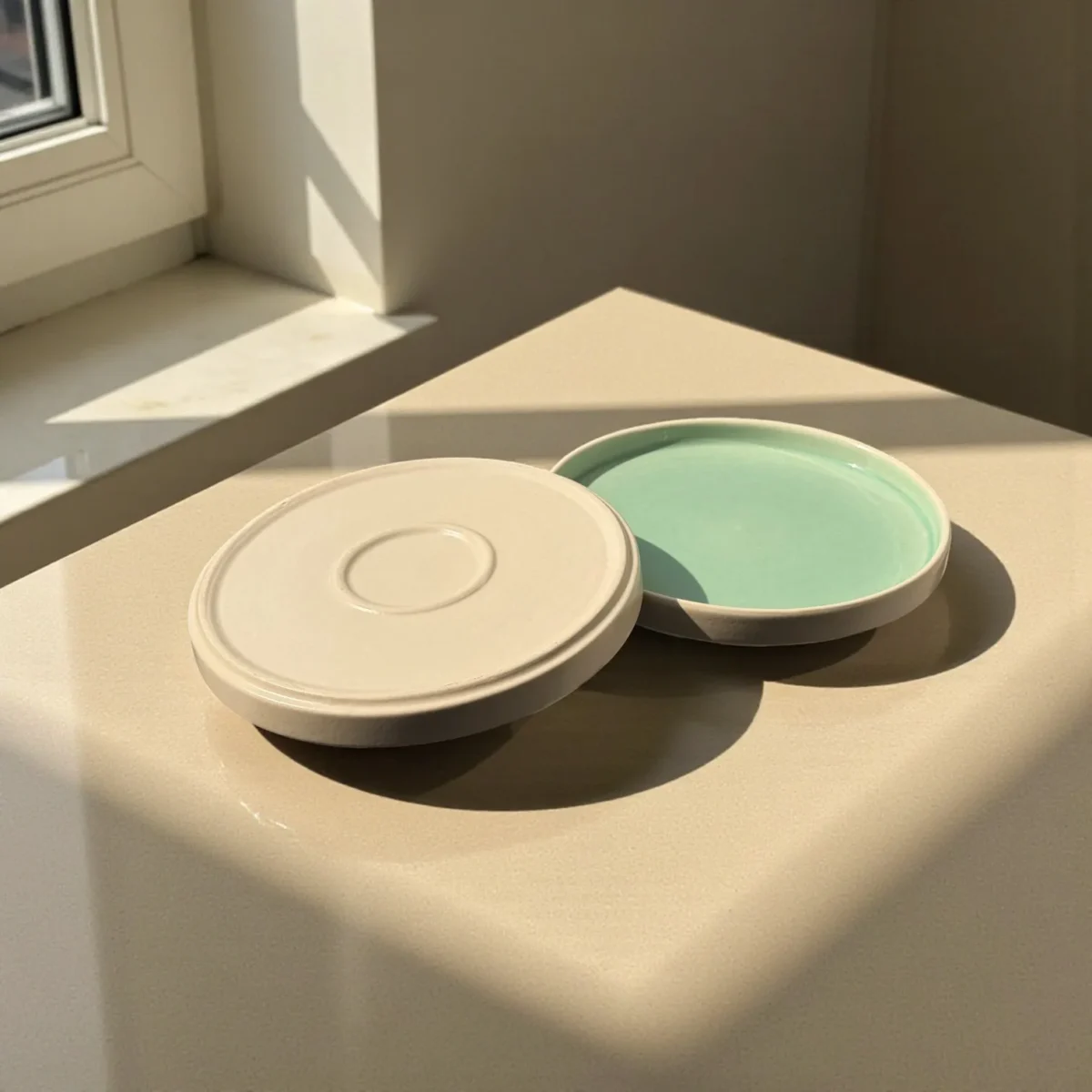 Harmiche Celadon Whisper Rimmed Ceramic Quarter Plates (Set of 2) – 8 Inch | Minimal Snack Plates