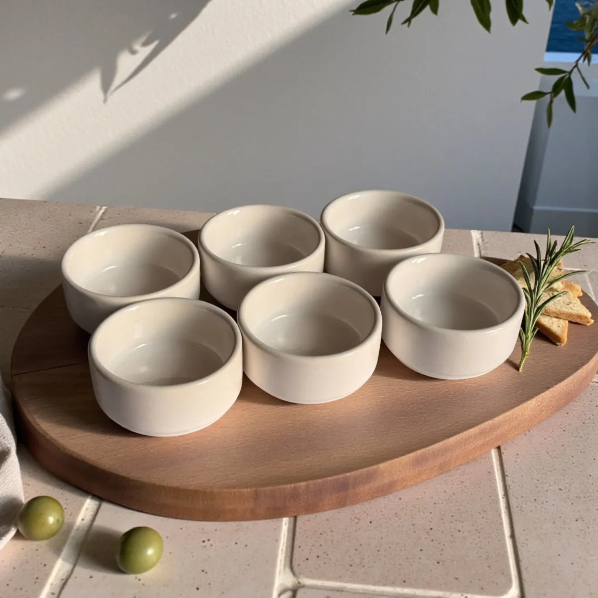 Harmiche Ivory Nest Ceramic Dip Bowls Set of 6 (90 ml) – Minimal White Sauce & Chutney Bowls