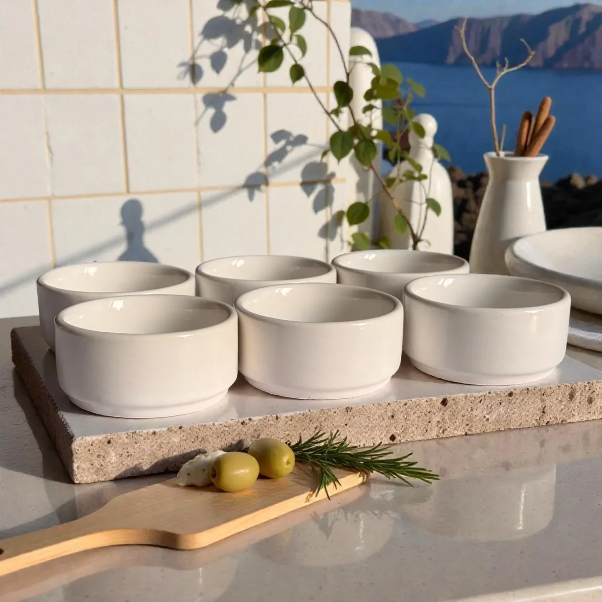 Harmiche Ivory Nest Ceramic Dip Bowls Set of 6 (90 ml) – Minimal White Sauce & Chutney Bowls