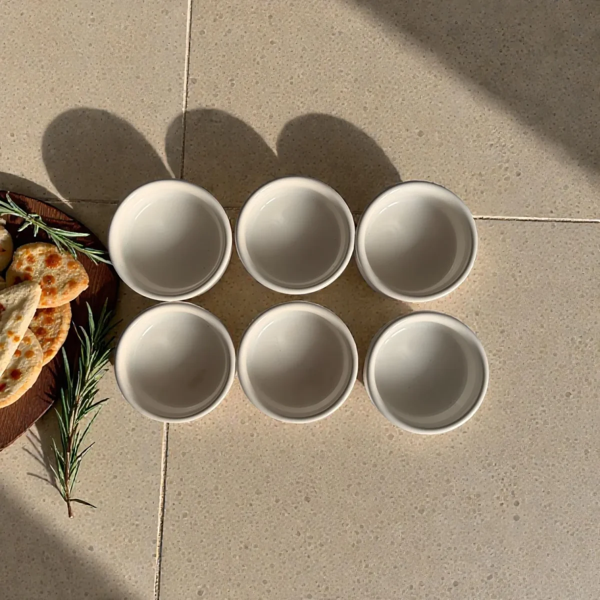 Harmiche Ivory Nest Ceramic Dip Bowls Set of 6 (90 ml) – Minimal White Sauce & Chutney Bowls