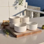 Harmiche Ivory Nest Ceramic Dip Bowls Set of 6 (90 ml) – Minimal White Sauce & Chutney Bowls