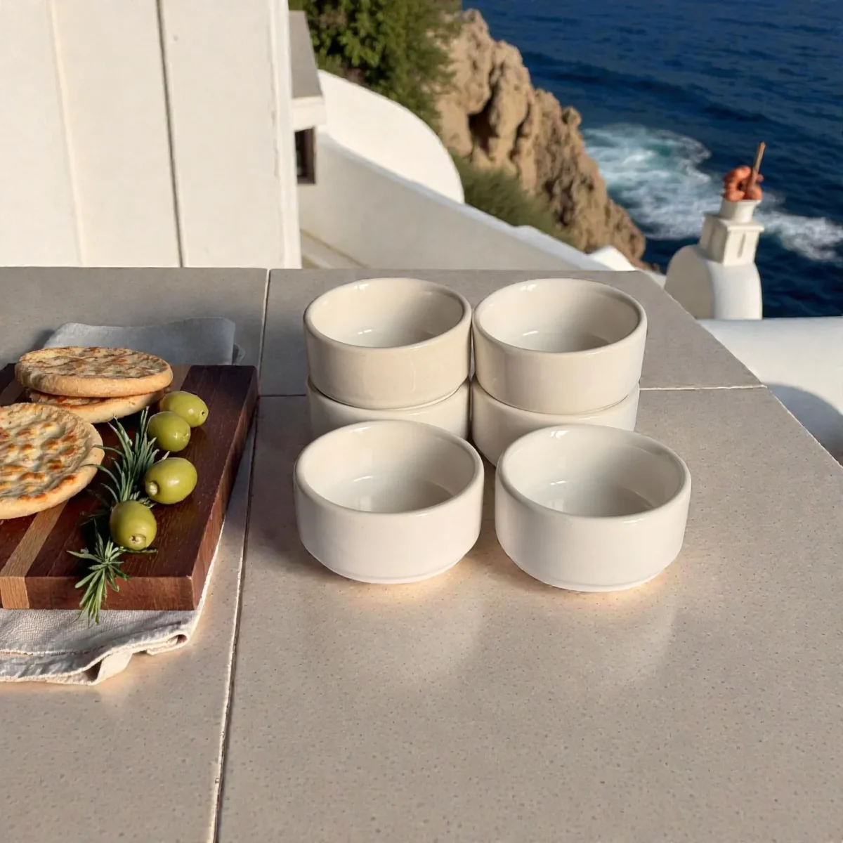 Harmiche Ivory Nest Ceramic Dip Bowls Set of 6 (90 ml) – Minimal White Sauce & Chutney Bowls