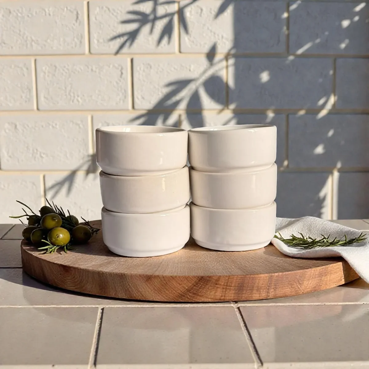Harmiche Ivory Nest Ceramic Dip Bowls Set of 6 (90 ml) – Minimal White Sauce & Chutney Bowls
