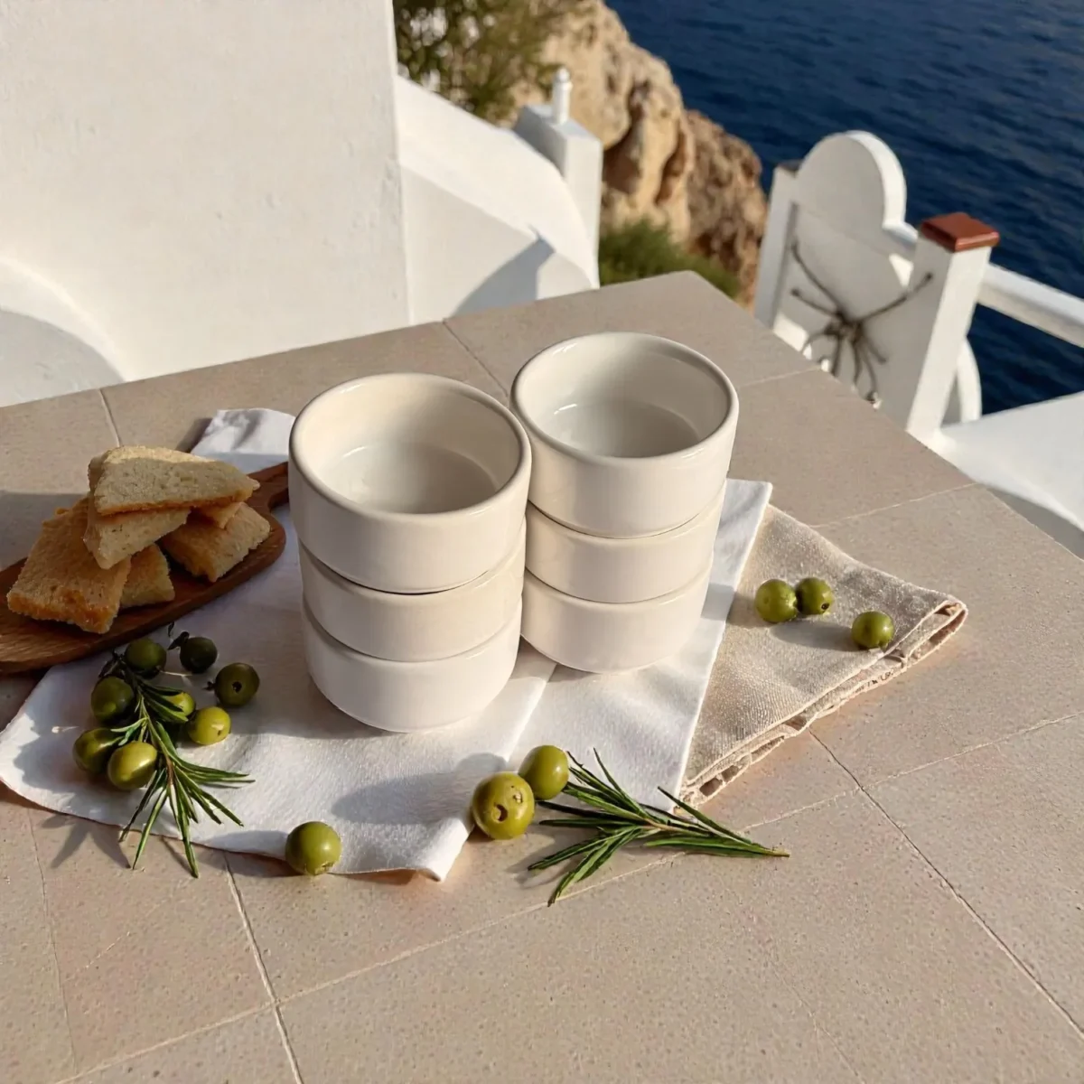 Harmiche Ivory Nest Ceramic Dip Bowls Set of 6 (90 ml) – Minimal White Sauce & Chutney Bowls