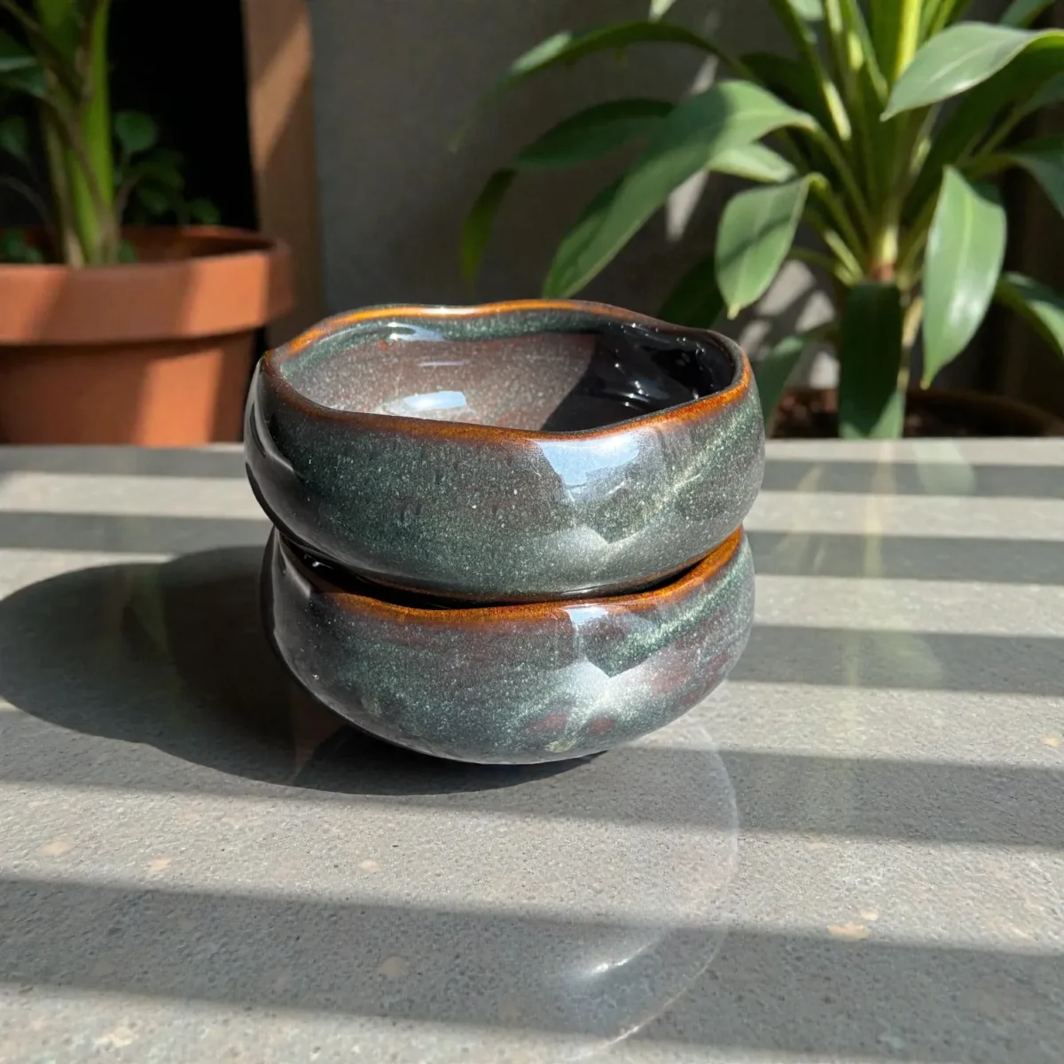 Storm Ash by Harmiche Ceramic Serving Bowls (Set of 2) – 5 Inch, 700 ml | Glossy Smoky Glaze Bowls for Soup, Salad & Snacks