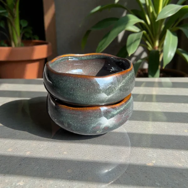 Storm Ash by Harmiche Ceramic Serving Bowls (Set of 2) – 5 Inch, 700 ml | Glossy Smoky Glaze Bowls for Soup, Salad & Snacks