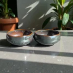 Harmiche Storm Ash Ceramic Serving Bowls (Set of 2) – 5 Inch, 700 ml | Glossy Smoky Glaze Bowls for Soup, Salad & Snacks