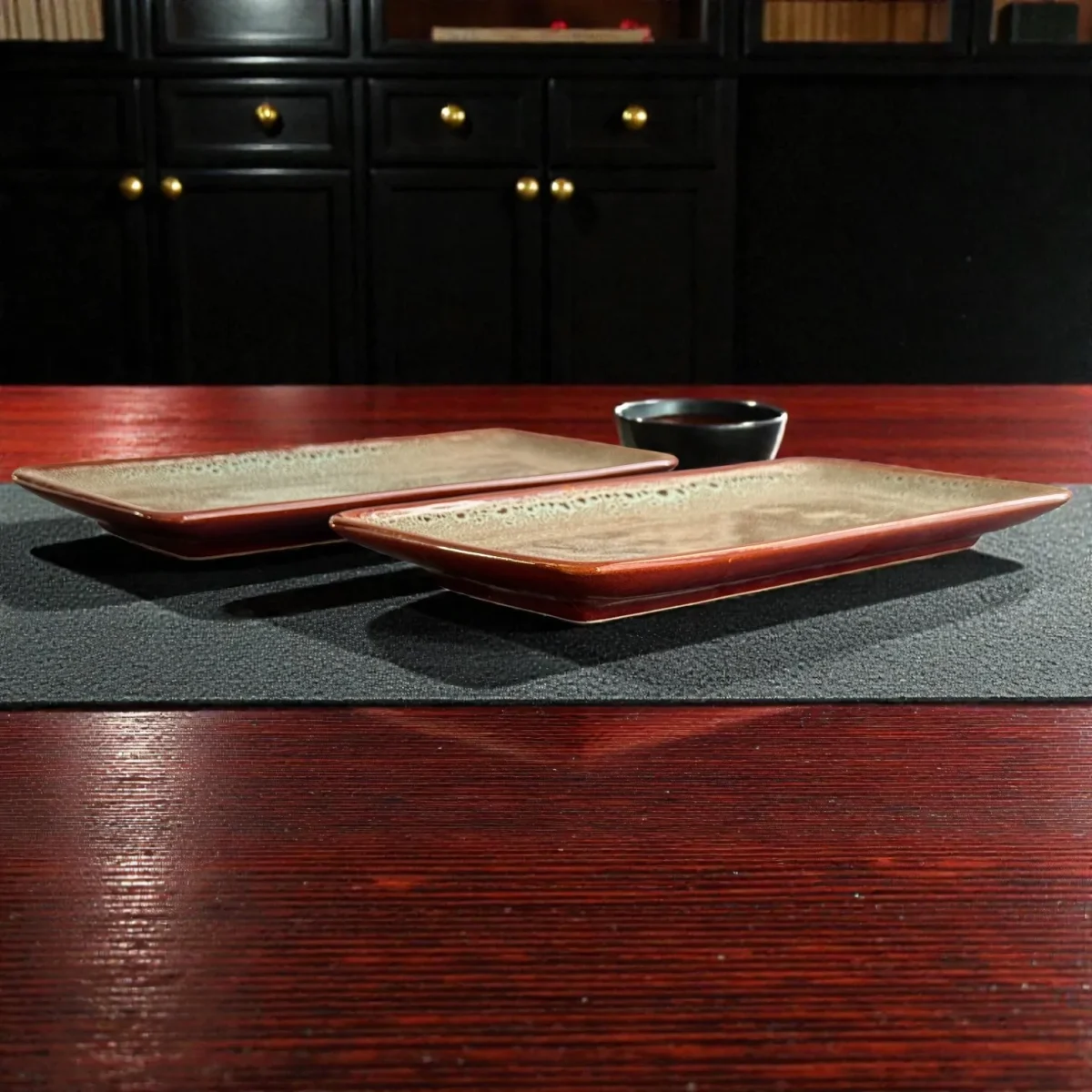 Harmiche BurntAmber Rectangular Ceramic Serving Platter (29.5 x 17.5 cm)