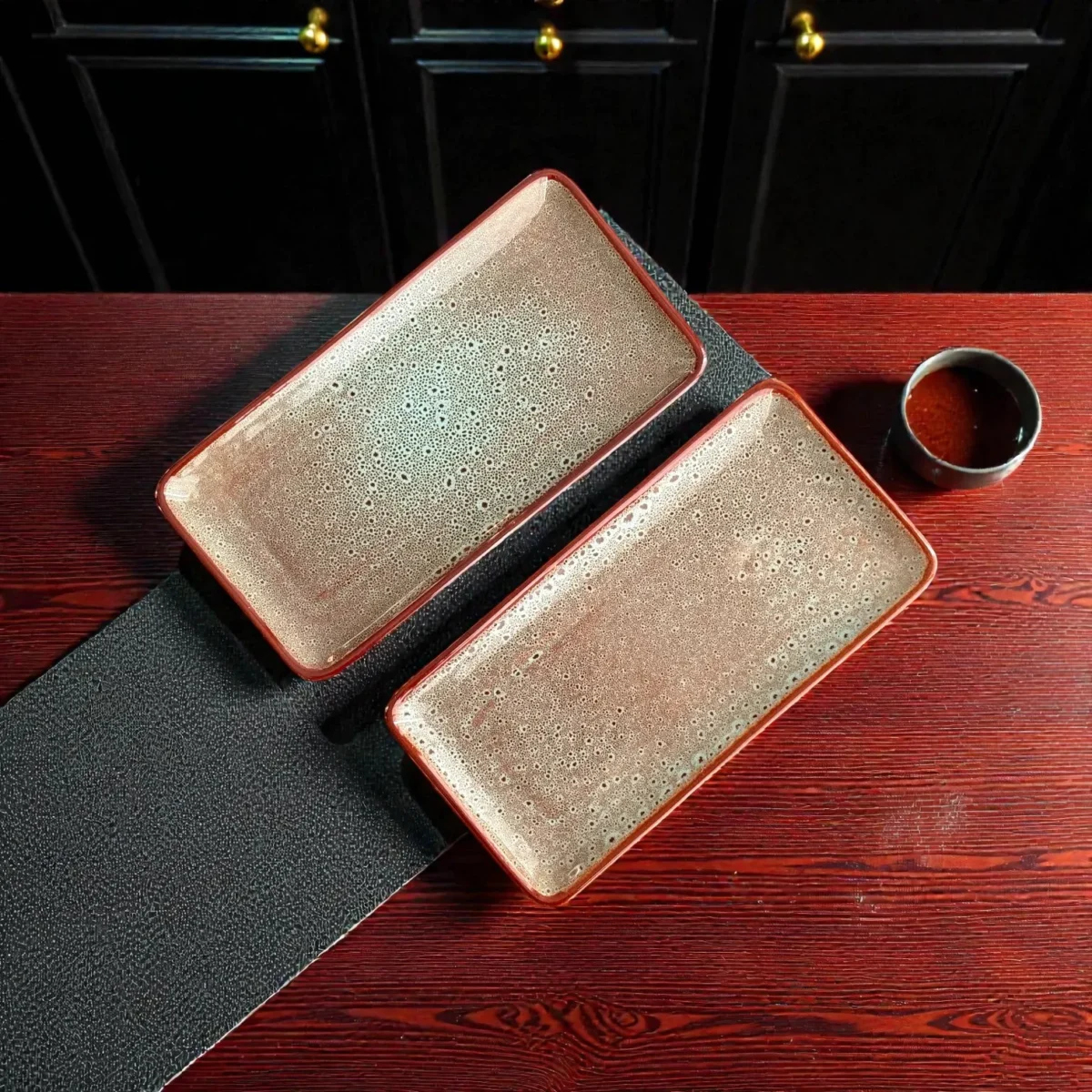 Harmiche BurntAmber Rectangular Ceramic Serving Platter (29.5 x 17.5 cm)