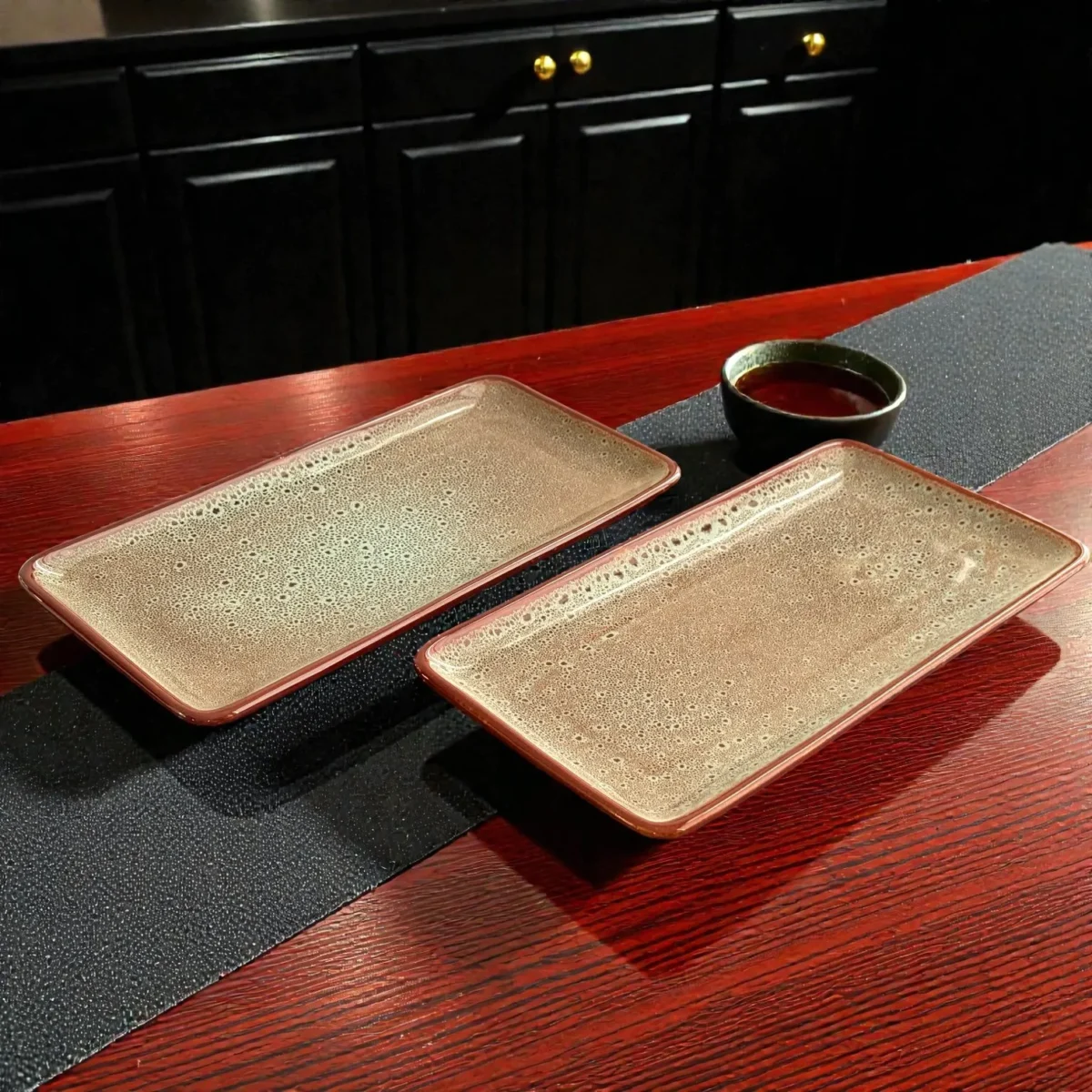 Harmiche BurntAmber Rectangular Ceramic Serving Platter (29.5 x 17.5 cm)