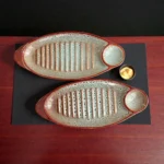 Harmiche BurntAmber Ridge Chip and Dip Platter Set of 2 (34.5 × 15 cm)