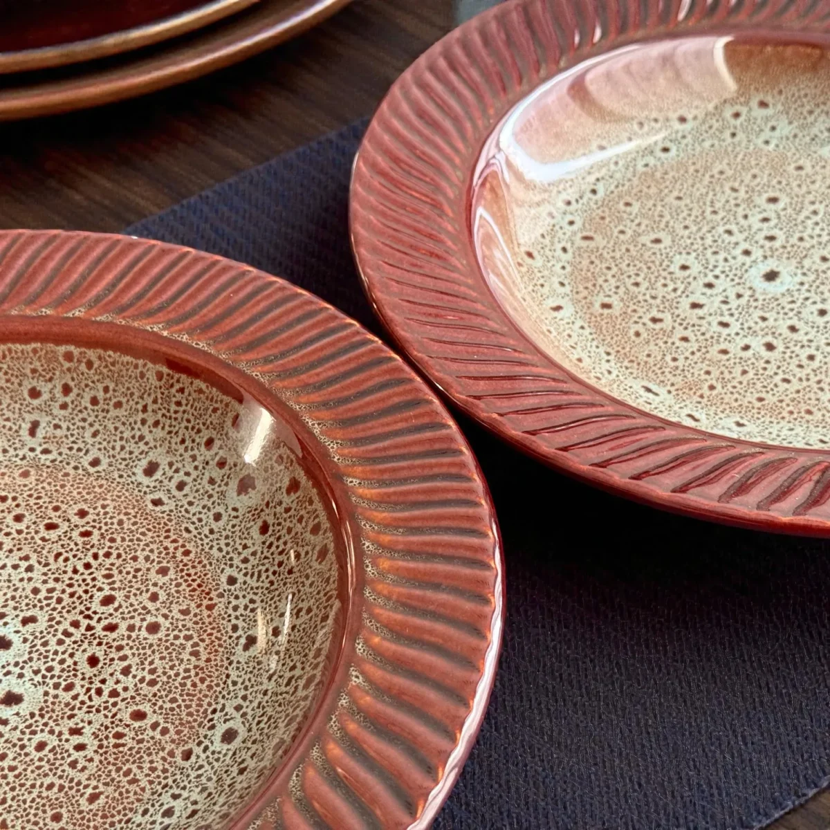 Harmiche BurntAmber Ceramic Pasta Plates (Set of 2) | 24.5 cm (17.5 cm Inner)