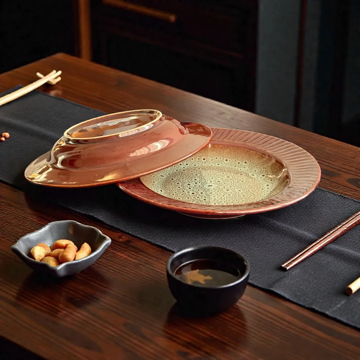 Harmiche BurntAmber Ceramic Pasta Plates (Set of 2) | 24.5 cm (17.5 cm Inner)