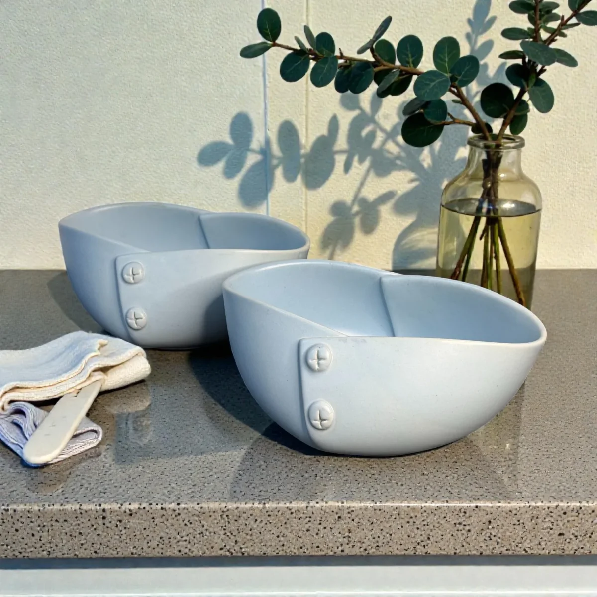 Harmiche CloudNest Drift Ceramic Serving Bowls (Set of 2) – 800ml | Sculpted Oval Bowls for Salad, Pasta, Snacks (21.5 x 12 x 8 cm)