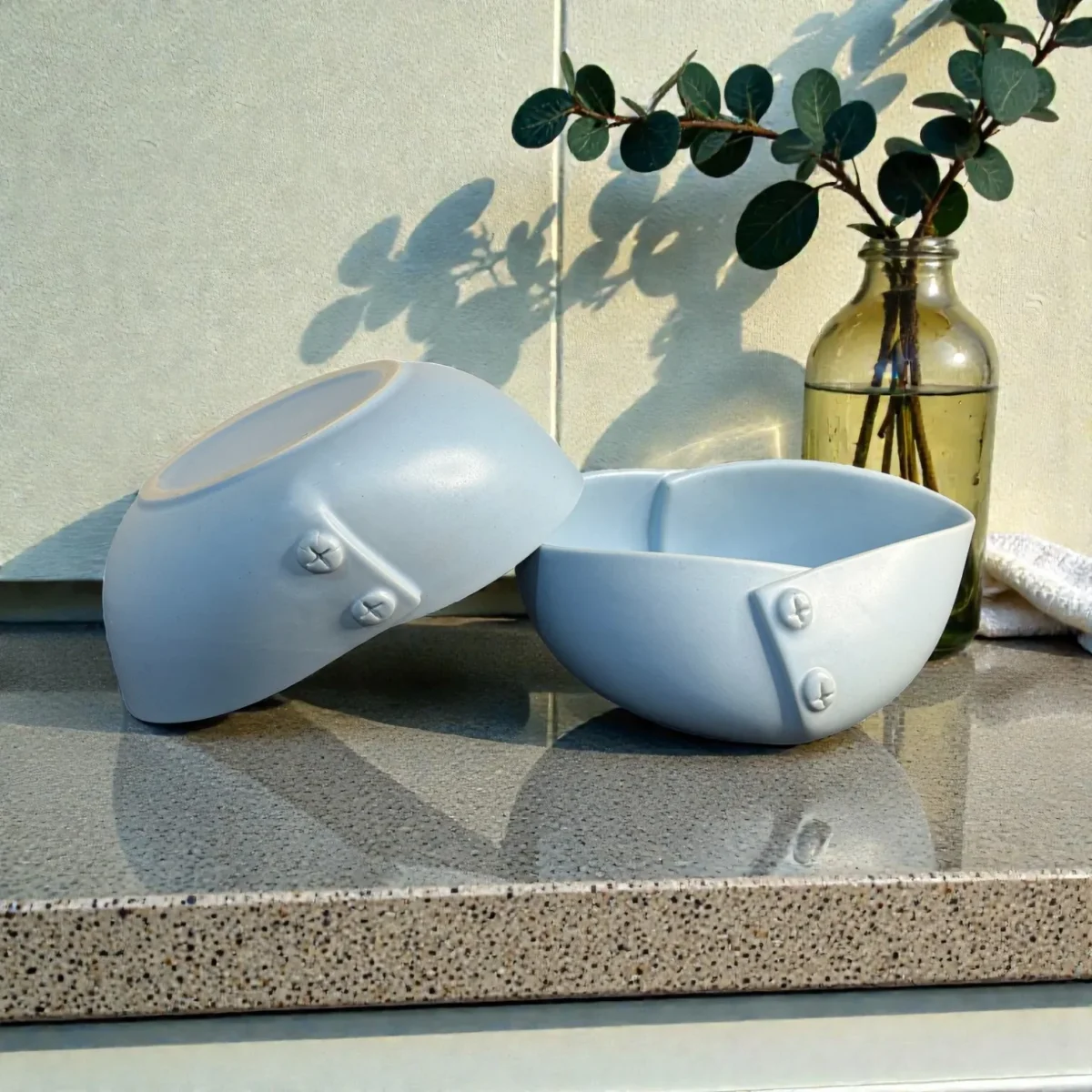 Harmiche CloudNest Drift Ceramic Serving Bowls (Set of 2) – 800ml | Sculpted Oval Bowls for Salad, Pasta, Snacks (21.5 x 12 x 8 cm)