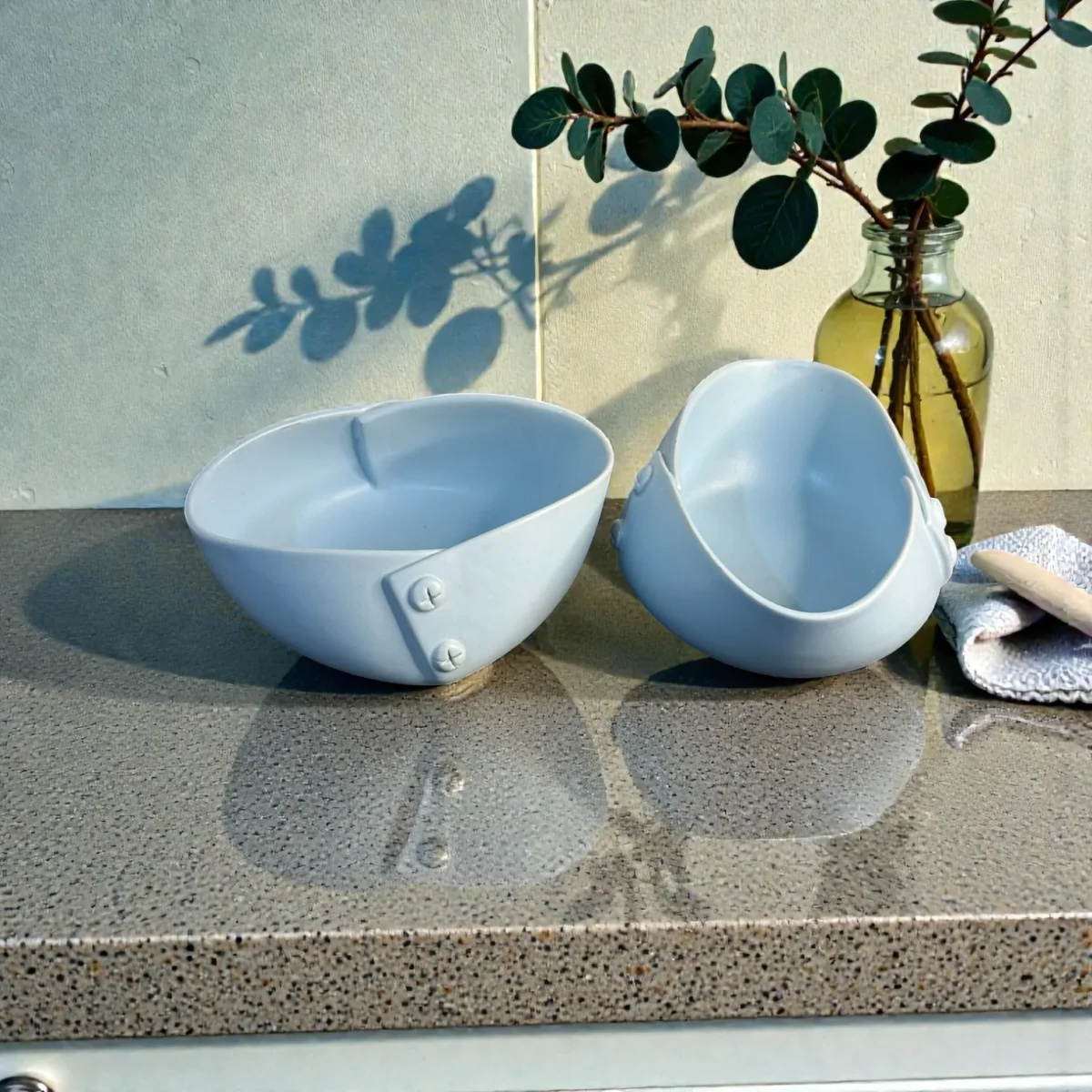 Harmiche CloudNest Drift Ceramic Serving Bowls (Set of 2) – 800ml | Sculpted Oval Bowls for Salad, Pasta, Snacks (21.5 x 12 x 8 cm)