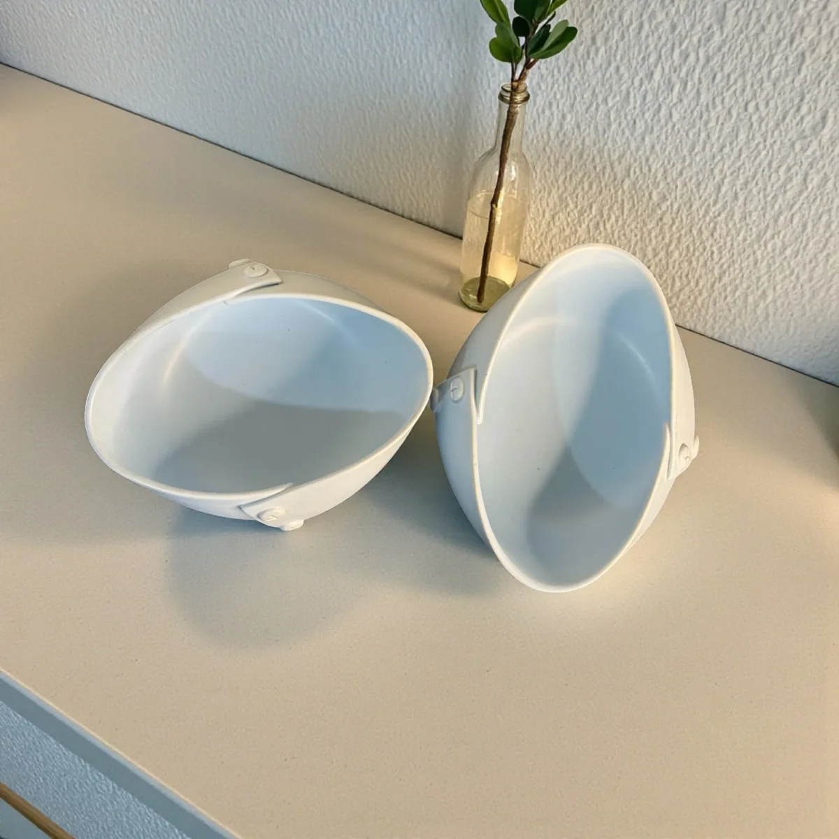Harmiche CloudNest Drift Ceramic Serving Bowls (Set of 2) – 800ml | Sculpted Oval Bowls for Salad, Pasta, Snacks (21.5 x 12 x 8 cm)