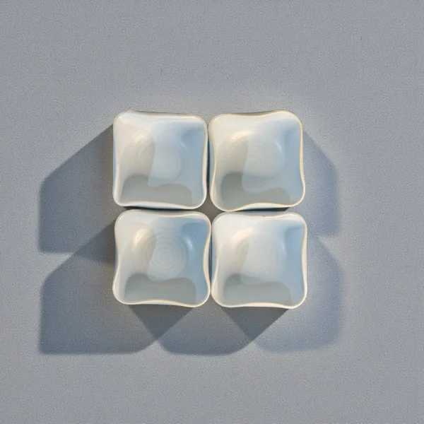 Harmiche CloudNest Sky-Blue Ceramic Dip Bowls Set of 4 (110 ml) – 8.5 x 8.5 x 3 cm | Mini Snack, Sauce & Condiment Bowls