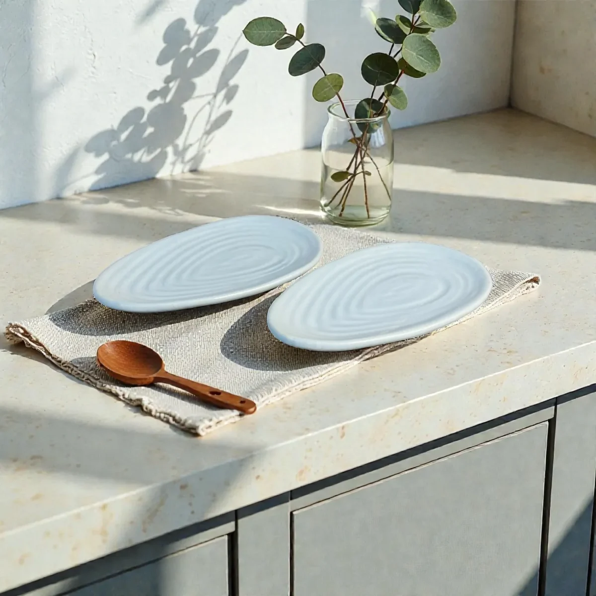 Harmiche CloudNest Ripple Oval Mini Platters (Set of 2) – 17.5 x 10.5 cm Ceramic Serveware