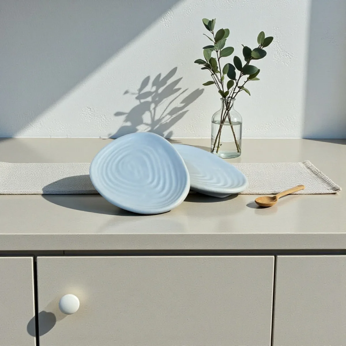 Harmiche CloudNest Ripple Oval Mini Platters (Set of 2) – 17.5 x 10.5 cm Ceramic Serveware