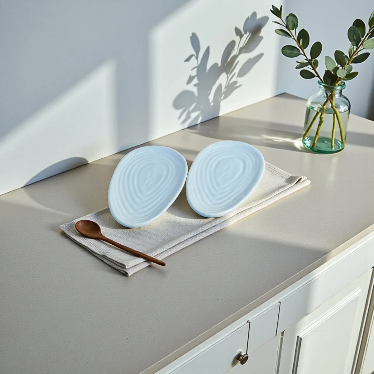 Harmiche CloudNest Ripple Oval Mini Platters (Set of 2) – 17.5 x 10.5 cm Ceramic Serveware