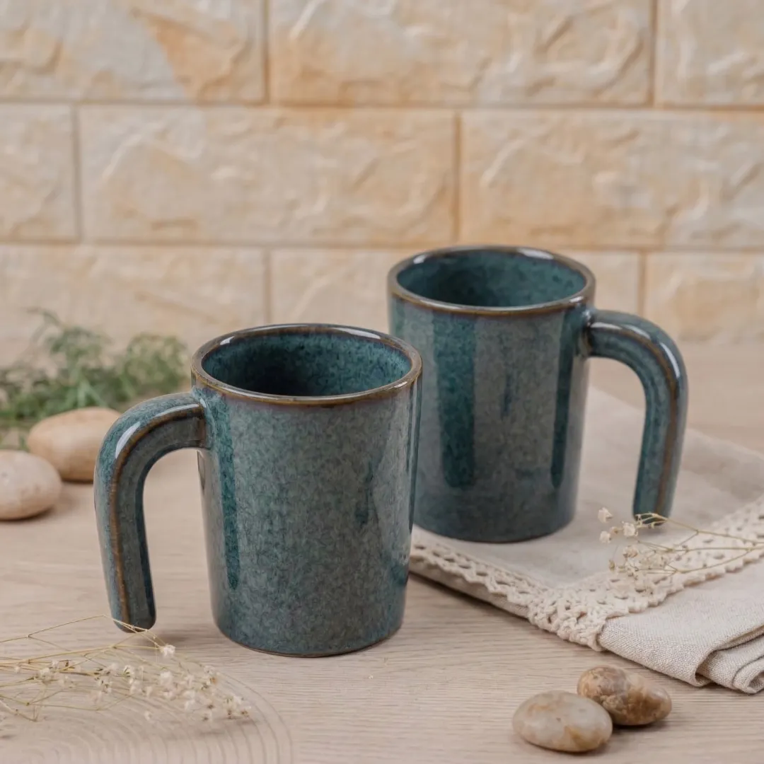 Harmiche Storm Ash Ceramic Coffee Mugs Set (Set of 2) – 280 ml | Premium Stone Glaze Tea & Coffee Mugs