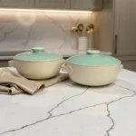 Harmiche Celadon Whisper Lidded Ceramic Serving Bowls with Lid Set of 2 – 1000 ml