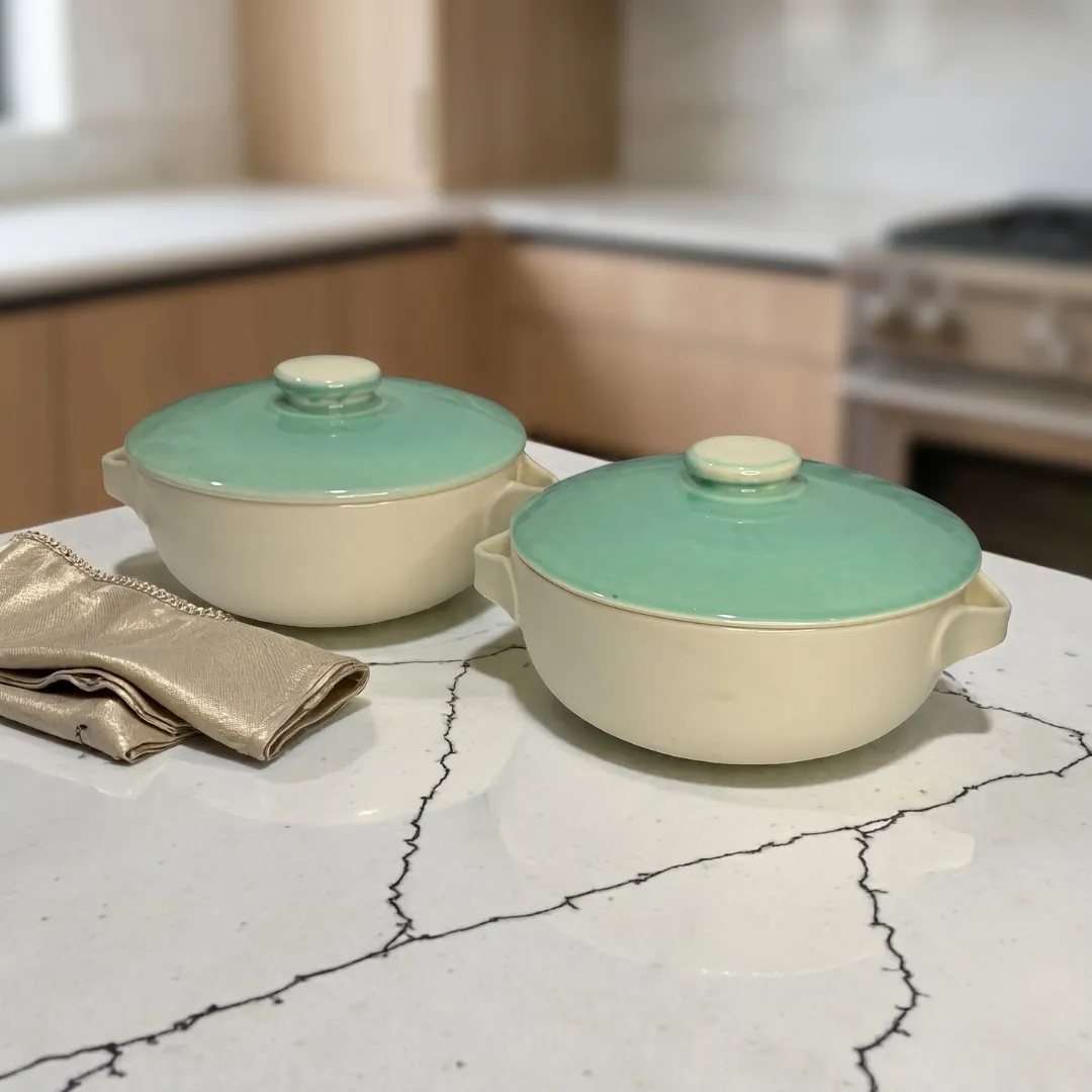 Harmiche Celadon Whisper Lidded Ceramic Serving Bowls with Lid Set of 2 – 1000 ml