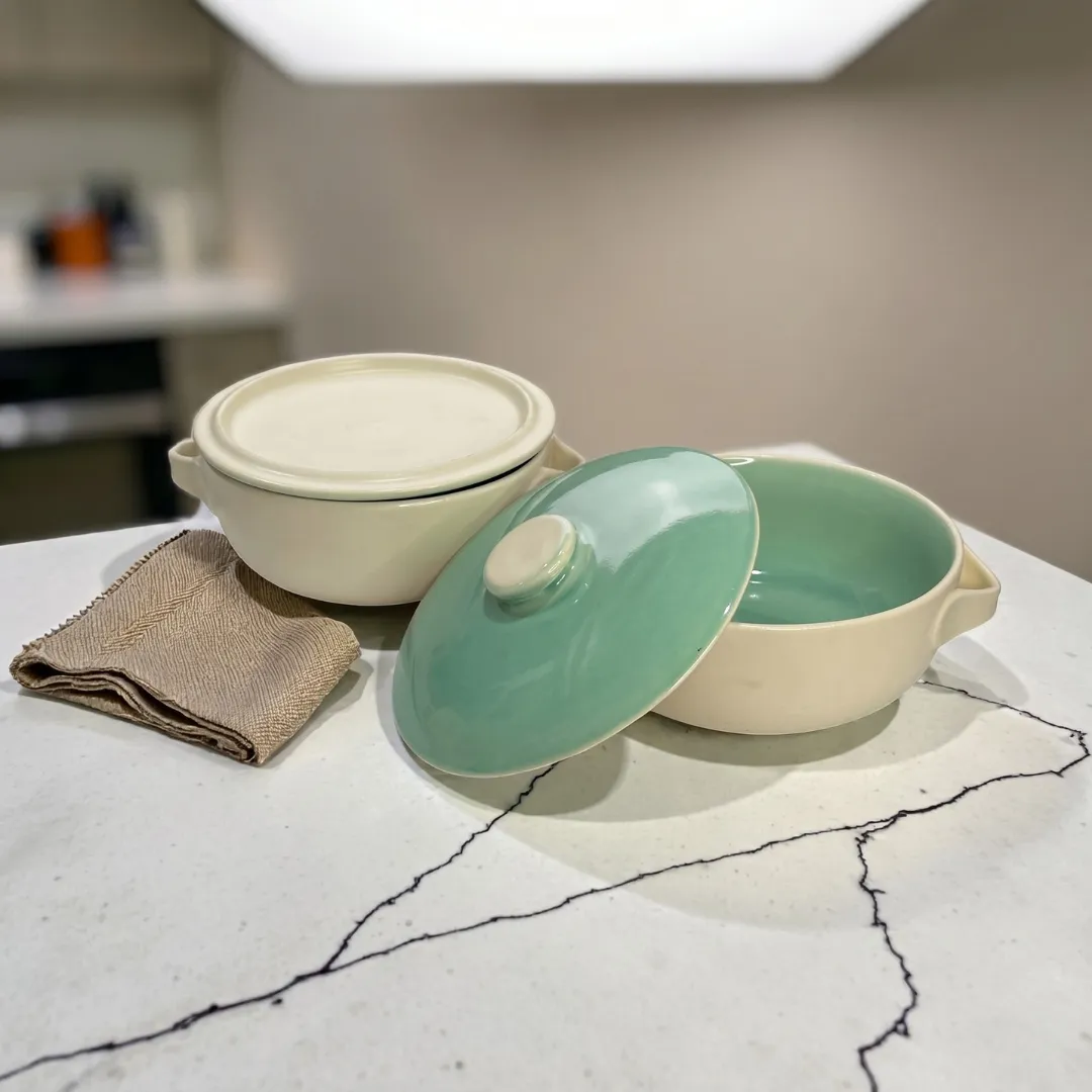 Harmiche Celadon Whisper Lidded Ceramic Serving Bowls with Lid Set of 2 – 1000 ml