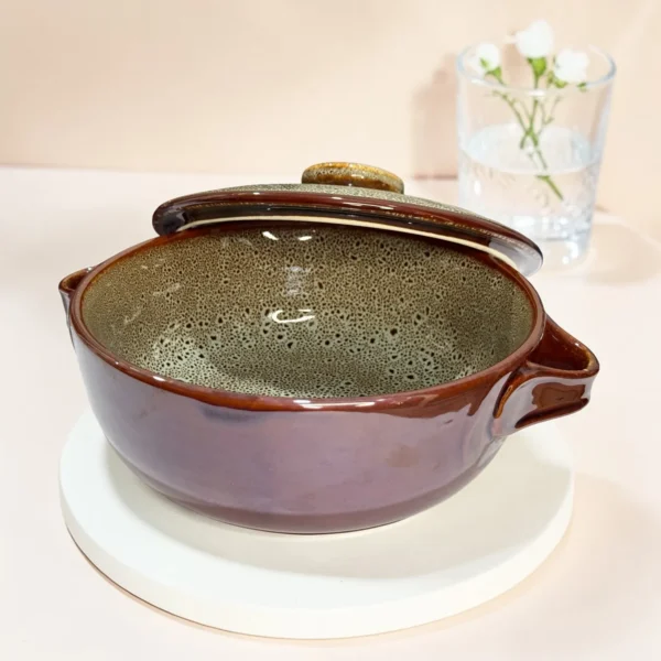 Harmiche BurntAmber Lidded Luxe Ceramic Serving Bowls Set of 2 – 1000 ml