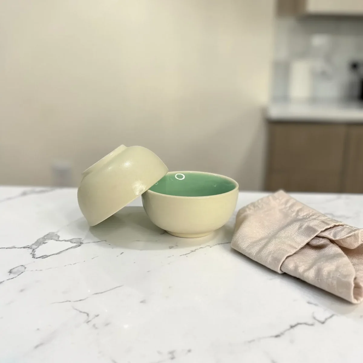 Harmiche Celadon Whisper Ceramic Soup Bowls Set of 2 – 300 ml | Minimal Dessert, Dip & Snack Bowls