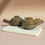 Harmiche TerraHalo Lidded Ceramic Fondue Pots (Set of 2) – 500 ml | 16 cm